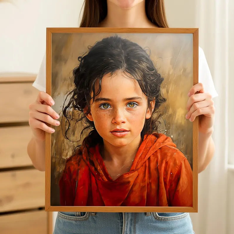 Custom Oil Painting from Photo on Canvas, Original Handmade Portrait Painting with Frame, Wall Decorations Personalized Gift Memory Gifts