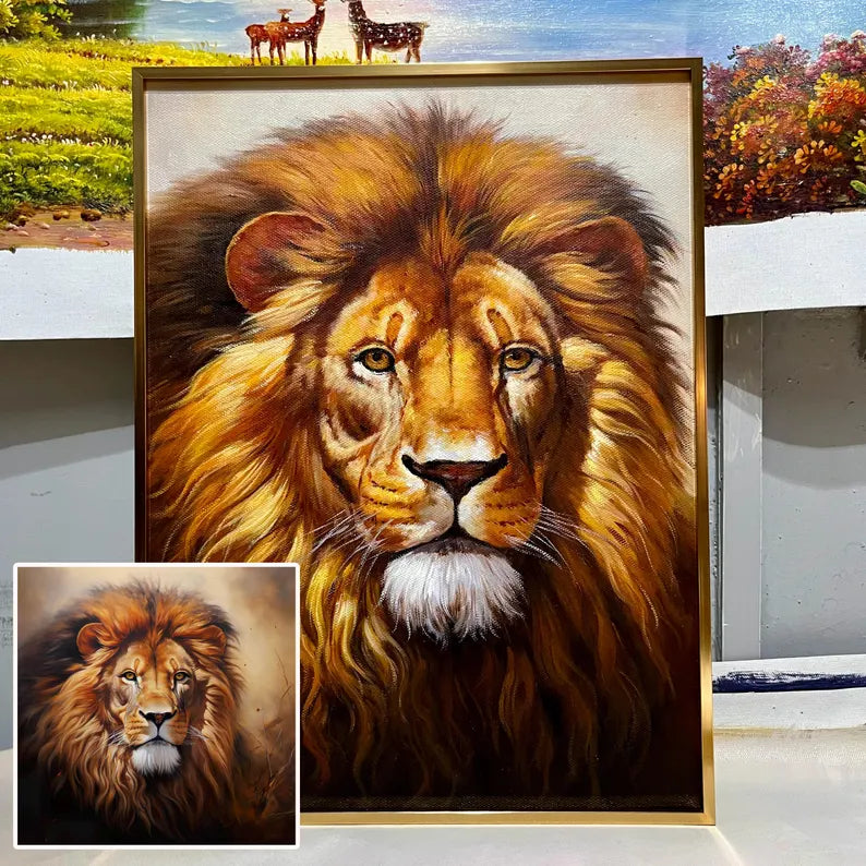 Custom Oil Painting from Photo on Canvas, Original Handmade Portrait Painting with Frame, Wall Decorations Personalized Gift Memory Gifts